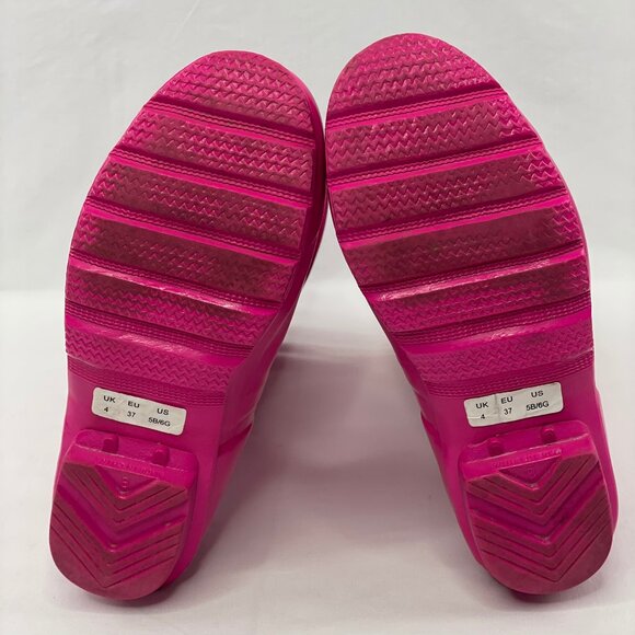 Hunter Original Kids Gloss Tall Wellington Rain Boots Pink Size Girls 6 Women 8 - Picture 9 of 13